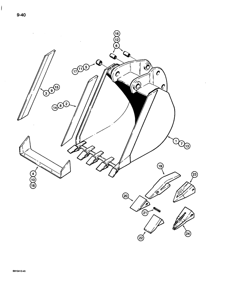 Схема запчастей Case 26D - (9-40) - BACKHOE BUCKETS, TRENCHING BUCKETS - HEAVY DUTY, TOOTH 