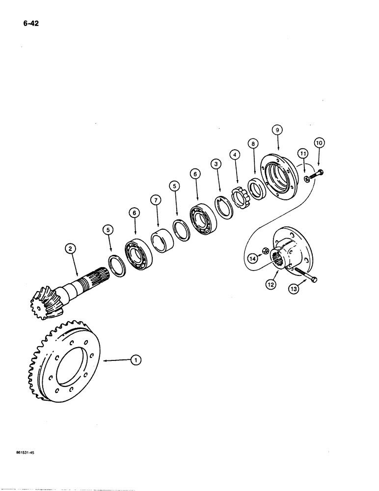 Схема запчастей Case 480E LL - (6-42) - FRONT DRIVE AXLE, RING AND PINION GEAR SET (06) - POWER TRAIN