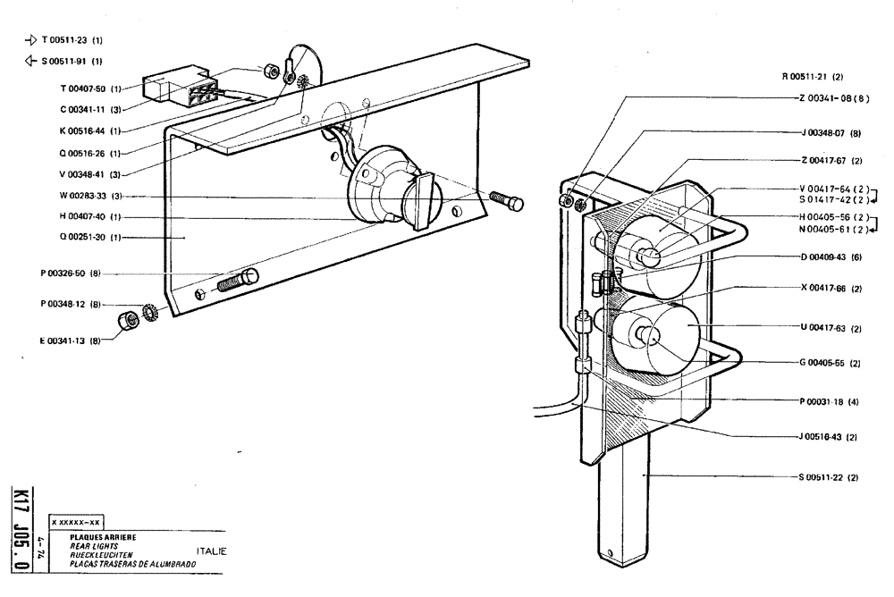 Схема запчастей Case TY45 - (K17 J05.0) - REAR LIGHTS - ITALY (06) - ELECTRICAL SYSTEMS