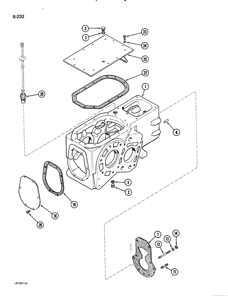 Схема запчастей Case 580K - (06-232) - TRANSAXLE TRANSMISSION HOUSING, 4 WHEEL DRIVE (06) - POWER TRAIN