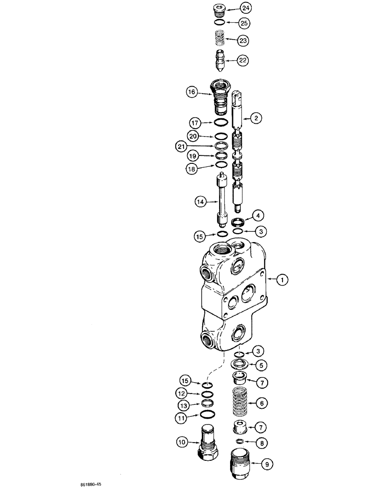 Схема запчастей Case 580SK - (8-088) - BACKHOE CONTROL VALVE, LEFT-HAND AND RIGHT-HAND STABILIZER SECTIONS (08) - HYDRAULICS