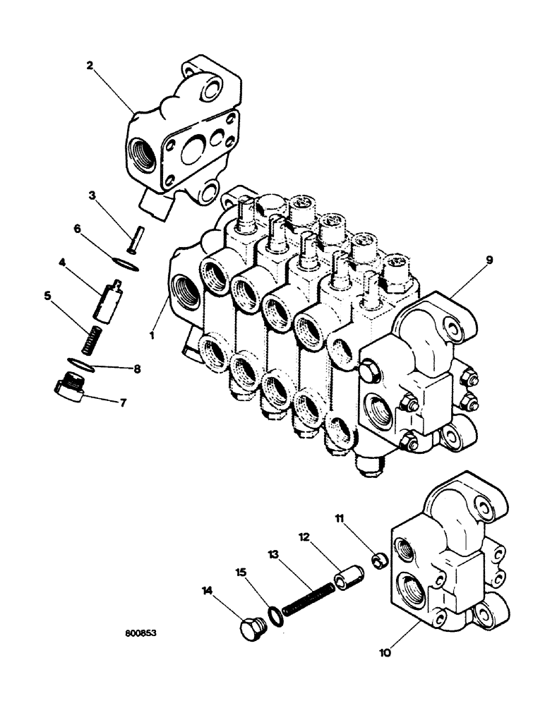 Схема запчастей Case 580G - (292) - BACKHOE CONTROL VALVE - INLET AND OUTLET SECTIONS (08) - HYDRAULICS