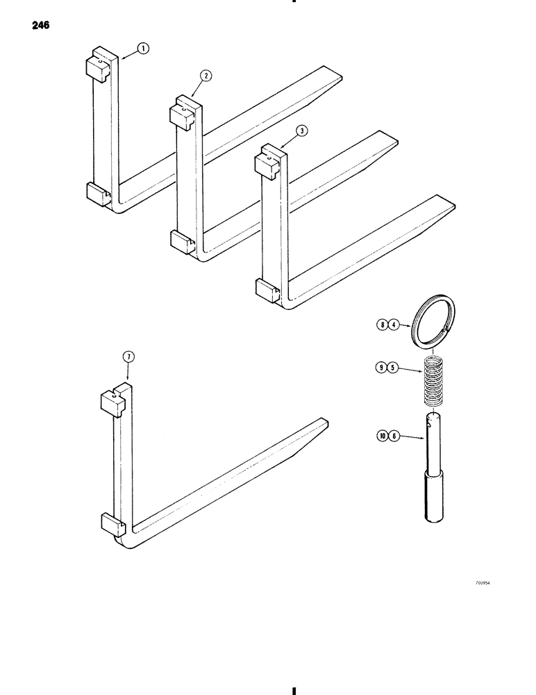 Схема запчастей Case 585C - (246) - FORKS, PALLET AND LOGGING FORKS, CEMENT BLOCK FORKS (83) - TELESCOPIC SINGLE ARM