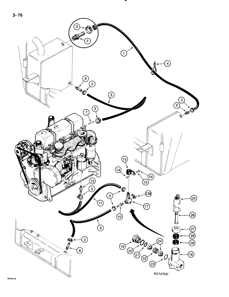 Схема запчастей Case 1835B - (3-76) - FUEL LINES, DIESEL MODELS (03) - FUEL SYSTEM