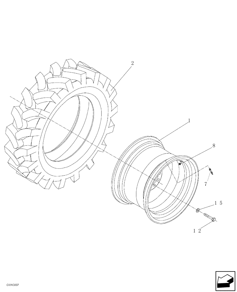 Схема запчастей Case SV216 - (07-005-00[01]) - REAR WHEELS (Aug 1 2002 2:18PM) (06) - POWER TRAIN