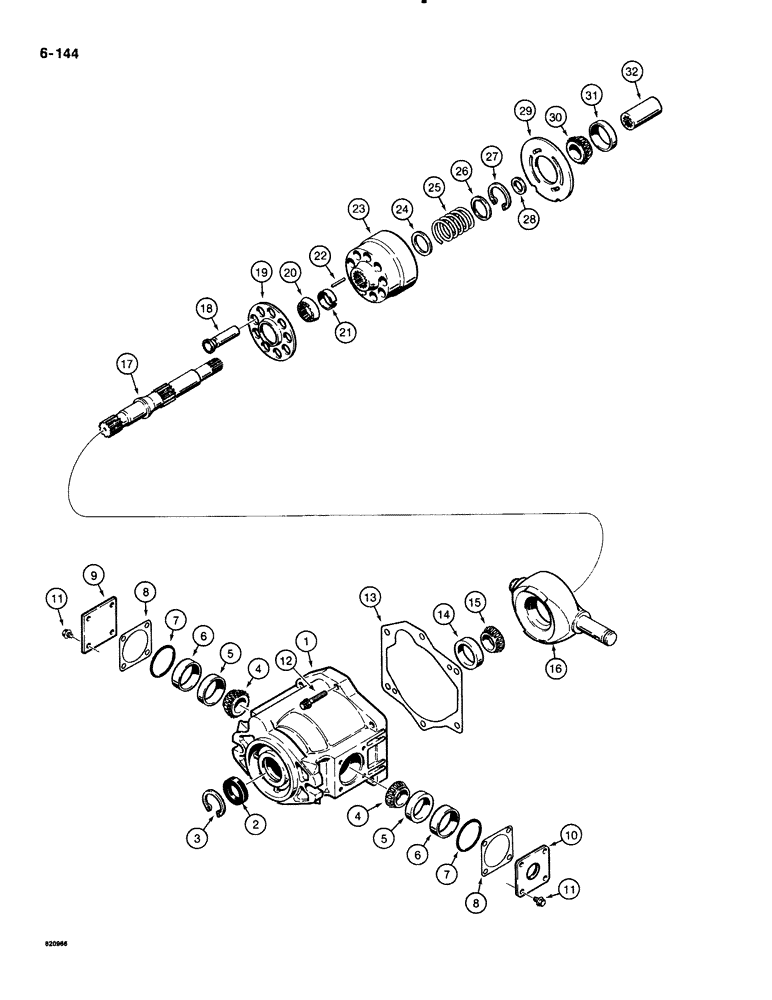 Схема запчастей Case 1835B - (6-144) - TANDEM PUMP ASSEMBLY, RIGHT-HAND DRIVE PUMP (06) - POWER TRAIN