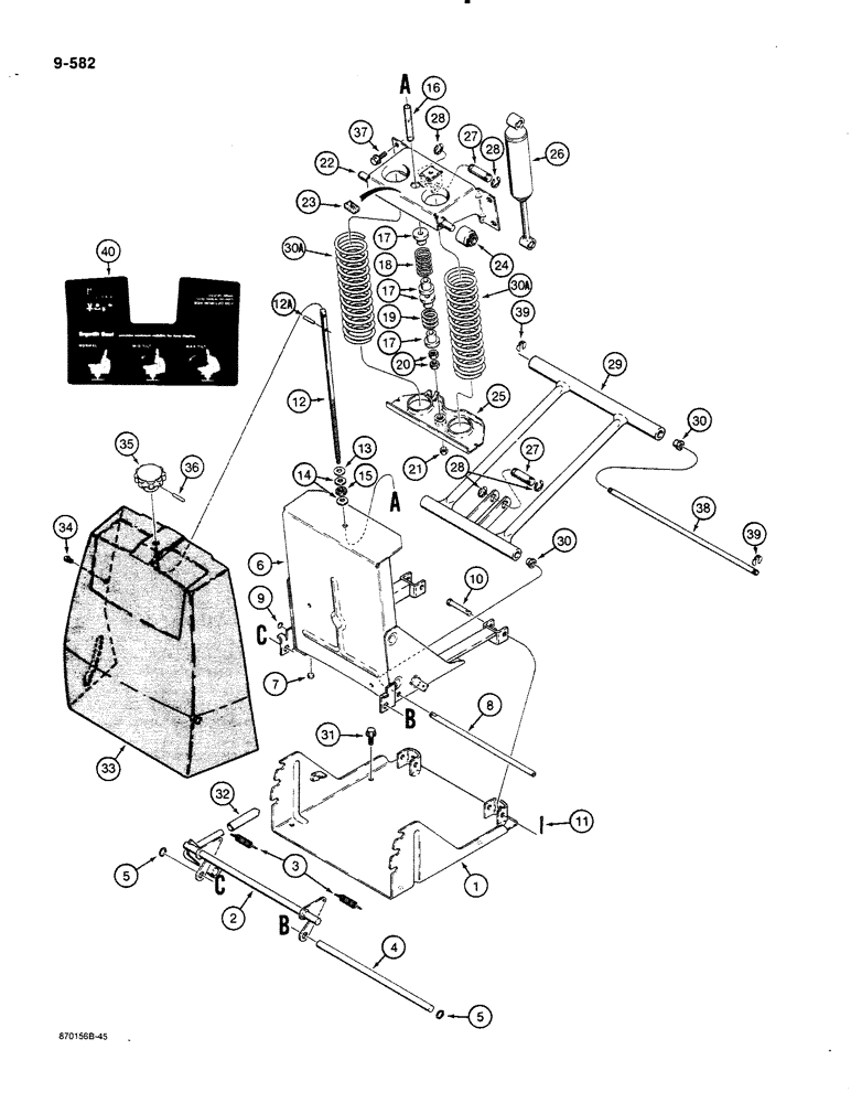 Схема запчастей Case 580K - (09-582) - SUSPENSION SEAT ADJUSTER ASSEMBLY (09) - CHASSIS/ATTACHMENTS