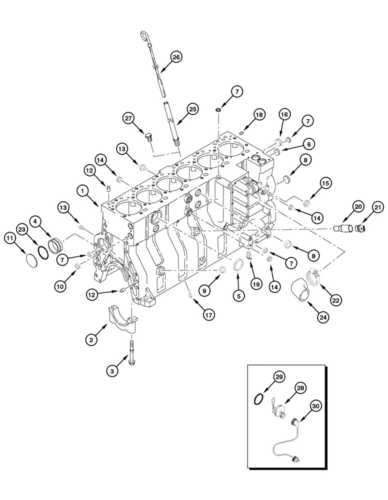 Схема запчастей Case 885 - (02-42[01]) - CYLINDER BLOCK (02) - ENGINE