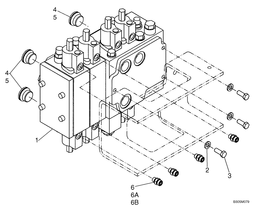 Схема запчастей Case 721D - (08-17) - VALVE, CONTROL - MOUNTING, FOUR SPOOL (Z-BAR/XT LOADER) (08) - HYDRAULICS