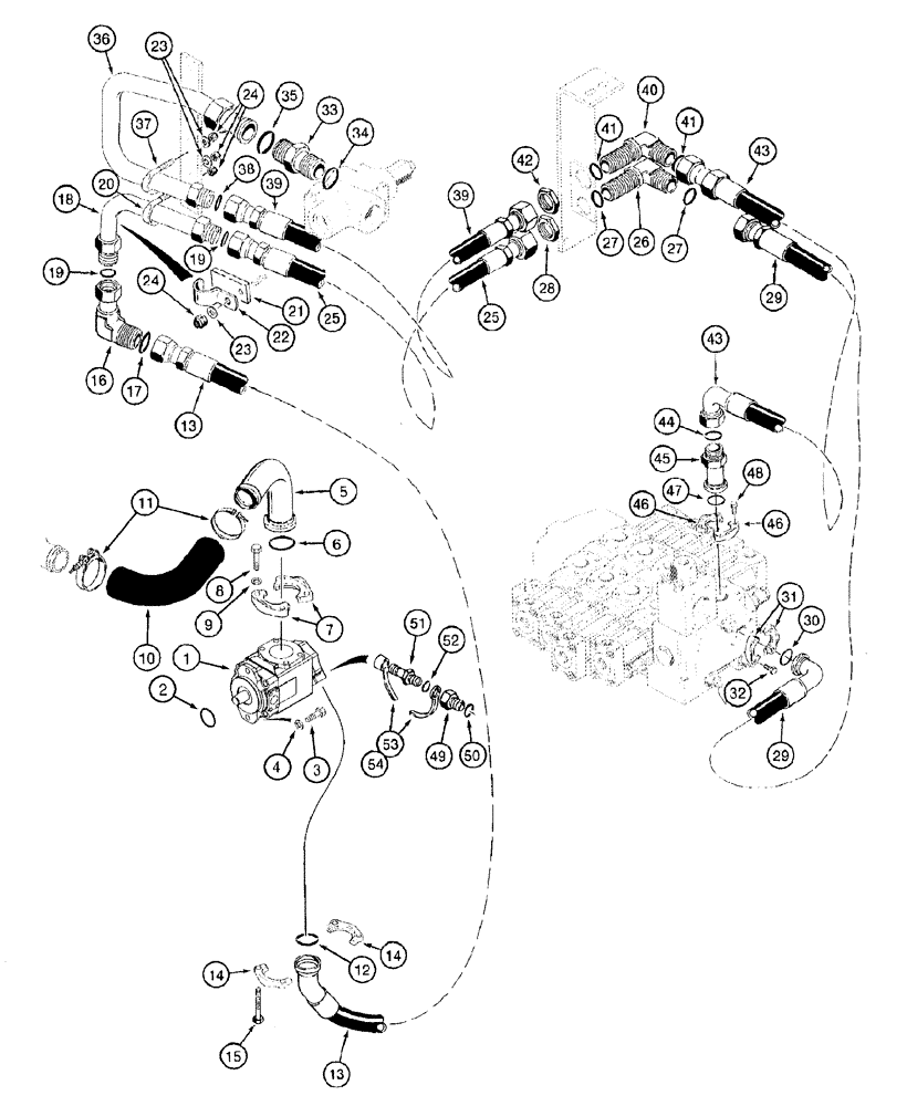 Схема запчастей Case 921B - (8-011[A]) - HYDRAULIC CIRCUIT - RESERVOIR TO PUMP AND LOADER VALVE, P.I.N. JEE0051800 AND AFTER (08) - HYDRAULICS