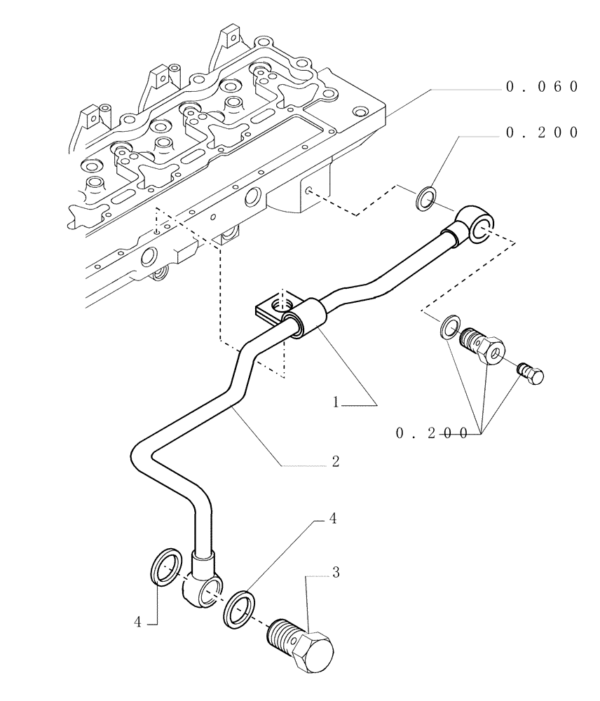 Схема запчастей Case 1850K LT - (0.203[01]) - PIPING - FUEL (01) - ENGINE