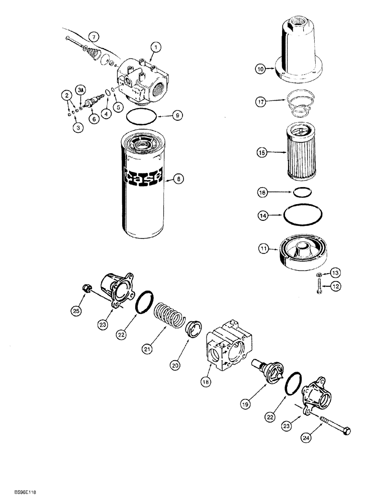 Схема запчастей Case 650G - (6-32) - HYDRAULIC OIL FILTERS AND BYPASS VALVE (06) - POWER TRAIN