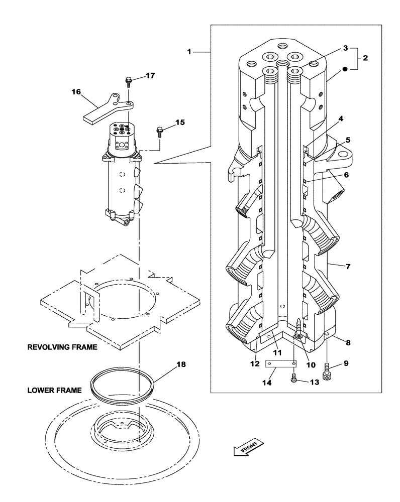 Схема запчастей Case CX470C - (07-010-00[01]) - SWING JOINT (07) - HYDRAULIC SYSTEM