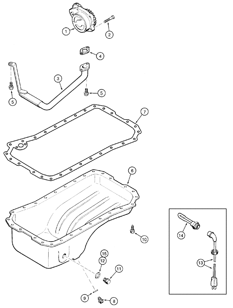 Схема запчастей Case 960 - (02-14) - OIL PUMP OIL PAN (02) - ENGINE