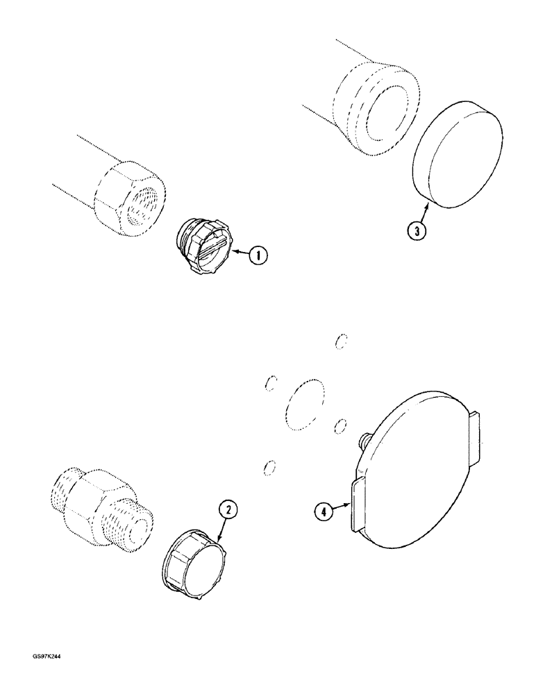 Схема запчастей Case 888 - (9H-08) - HYDRAULIC SYSTEM PROTECTIVE PLUGS AND CAPS (09) - CHASSIS