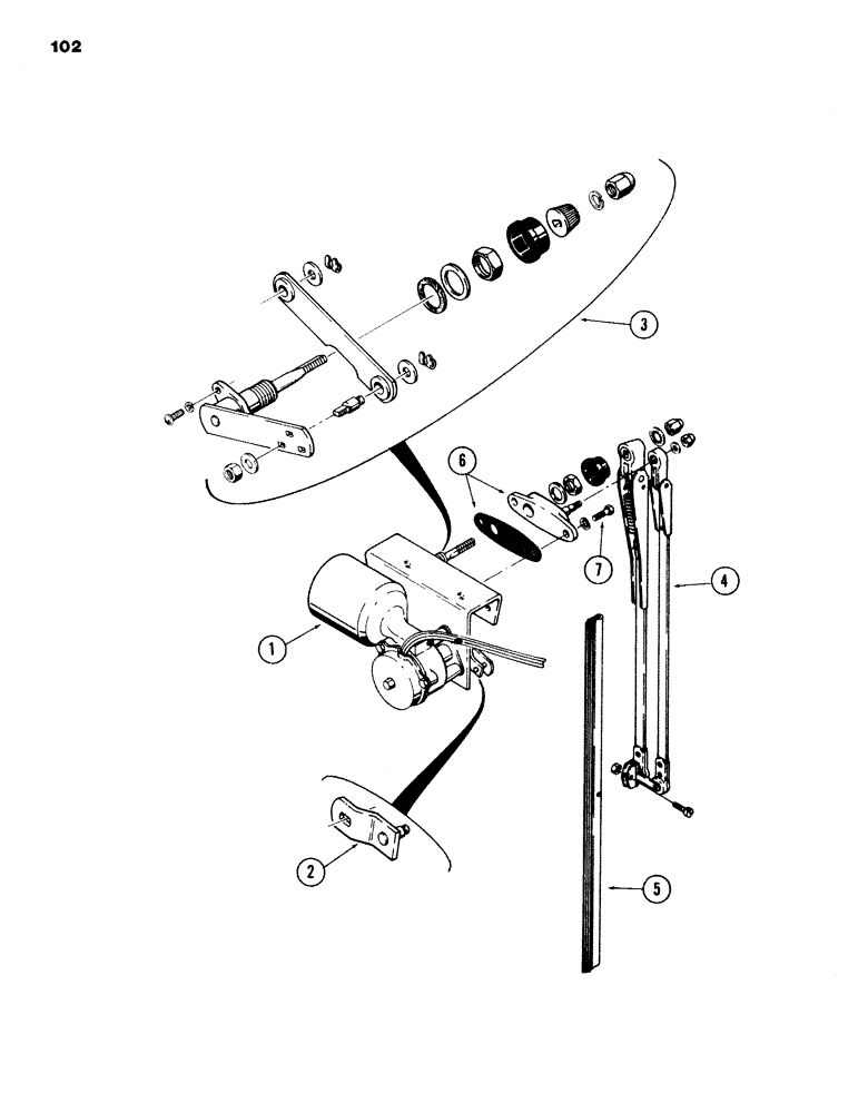 Схема запчастей Case 980B - (102) - WINDSHIELD WIPER KIT, (USED ON UNITS WITH PIN 6204070 AND AFTER) (05) - UPPERSTRUCTURE CHASSIS