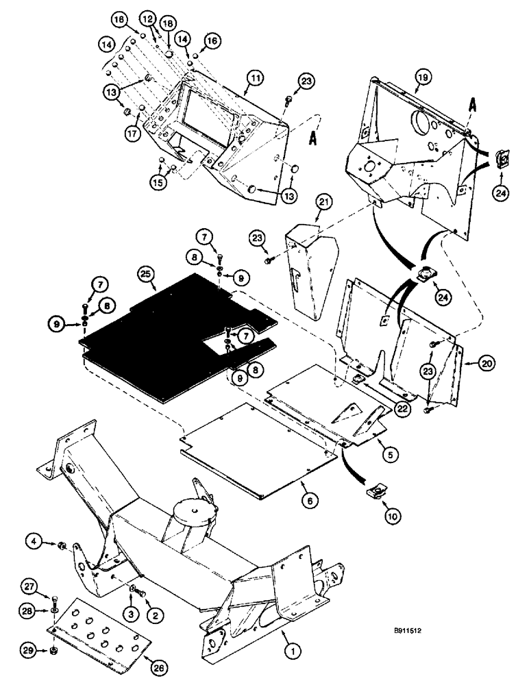 Схема запчастей Case 660 - (9-004) - OPERATORS COMPARTMENT, PLATFORM, FLOORPLATES, STEERING TOWER AND PANELS (09) - CHASSIS/ATTACHMENTS