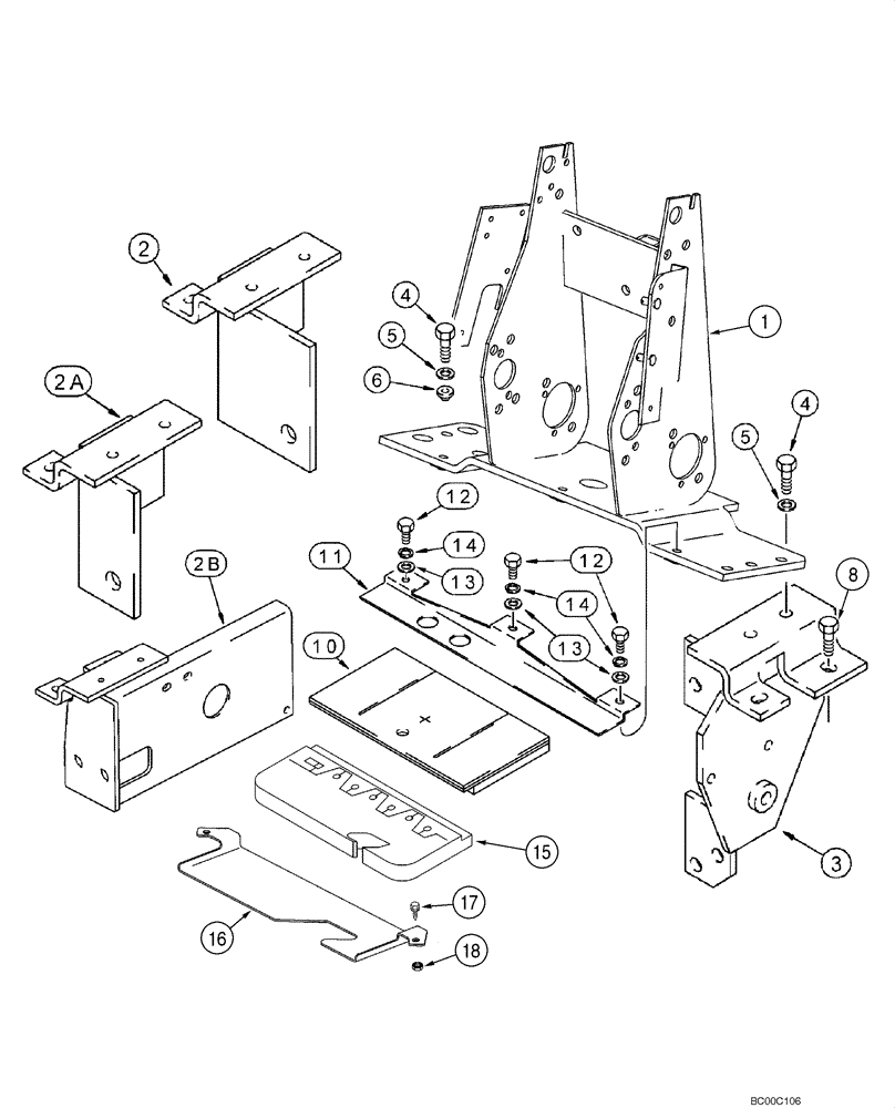 Схема запчастей Case 590SM - (09-11) - BACKHOE CONTROL TOWER SUPPORT AND SEALS (09) - CHASSIS/ATTACHMENTS