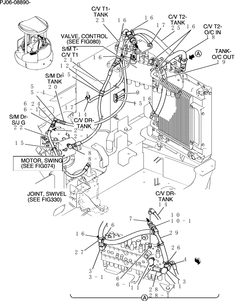 Схема запчастей Case CX50B - (110-01[1]) - HYD LINES, RETURN (35) - HYDRAULIC SYSTEMS