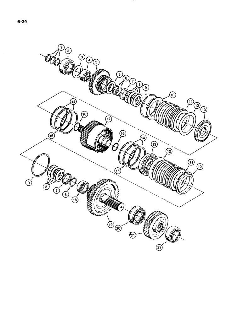 Схема запчастей Case W11B - (6-024) - FUNK TRANSMISSION, SECOND AND REVERSE CLUTCHES (06) - POWER TRAIN