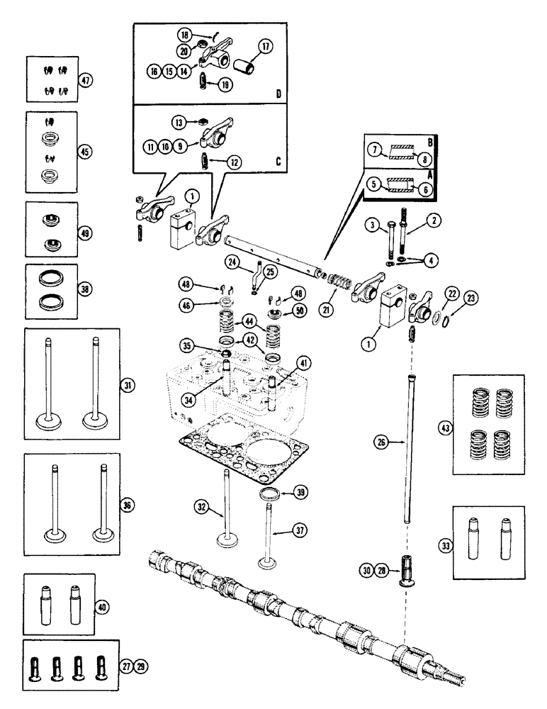 Схема запчастей Case W12 - (008) - VALVES AND VALVE MECHANISM (02) - ENGINE