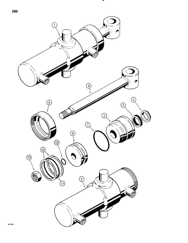 Схема запчастей Case SD100 - (280) - H583542 BACKFILL BLADE ANGLE CYLINDER (35) - HYDRAULIC SYSTEMS