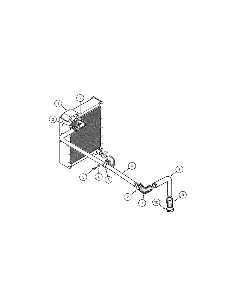 Схема запчастей Case 845 - (02-08[01]) - COOLING SYSTEM - TUBING (02) - ENGINE