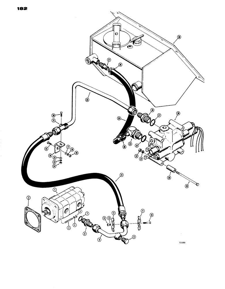 Схема запчастей Case W14 - (182) - LOADER PRESSURE AND RETURN LINE HYDRAULICS (08) - HYDRAULICS