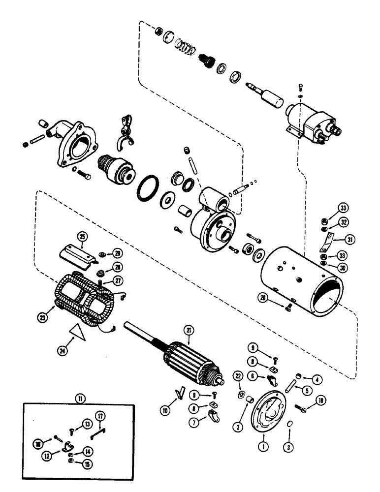 Схема запчастей Case 825 - (062) - A15485 STARTER, (336BD) AND (336BDT) DIESEL ENGINES, USED PRIOR TO TRACTOR SERIAL NUMBER 9110276 (06) - ELECTRICAL SYSTEMS