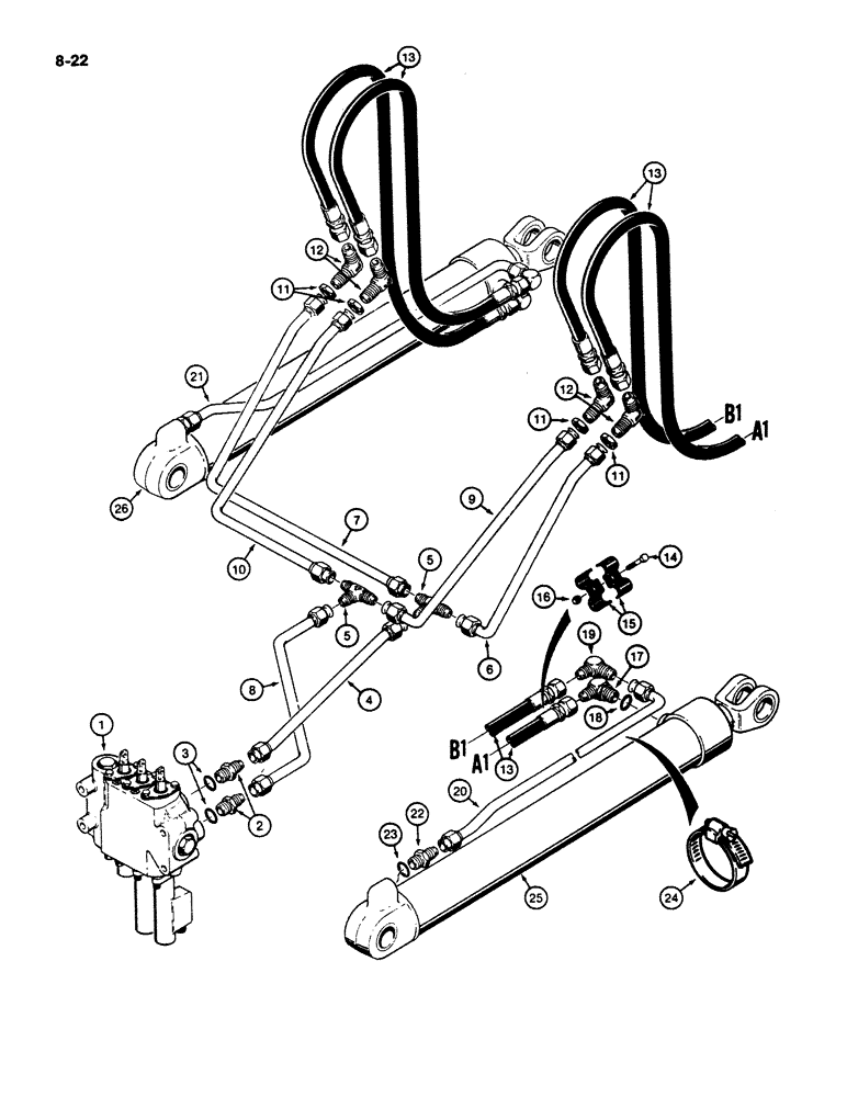 Схема запчастей Case W11B - (8-022) - LOADER LIFT HYDRAULIC CIRCUIT (08) - HYDRAULICS