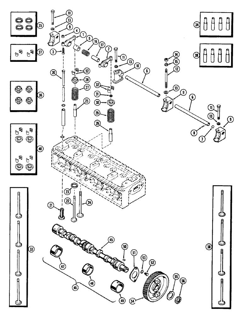 Схема запчастей Case W5 - (020) - VALVE MECHANISM AND CAMSHAFT, (164) SPARK IGNITION ENGINE (02) - ENGINE