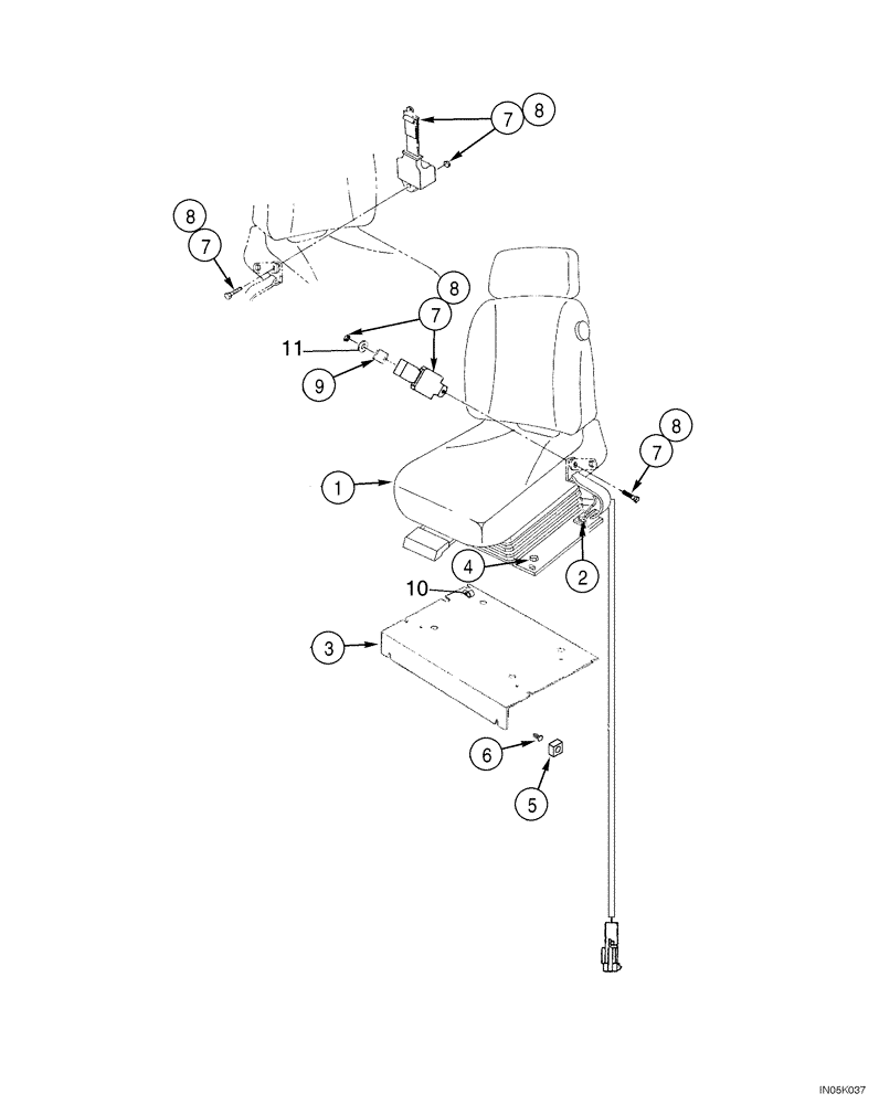 Схема запчастей Case 550H-IND - (09-17) - SEAT, MOUNTING - SEAT BELTS, AIR SUSPENSION (09) - CHASSIS/ATTACHMENTS