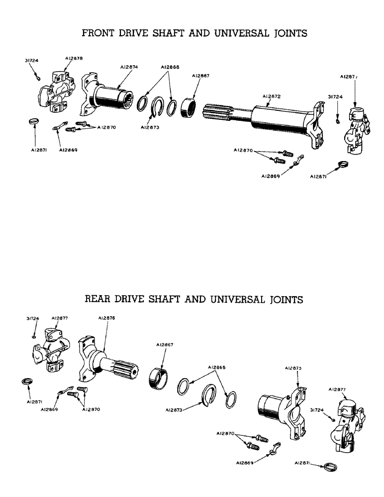 Схема запчастей Case W9 - (096) - FRONT DRIVE SHAFT AND UNIVERSAL JOINTS, REAR DRIVE SHAFT AND (06) - POWER TRAIN