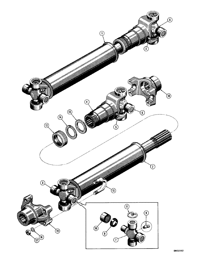 Схема запчастей Case 1000D - (106) - R13272 DRIVESHAFT, USED BEFORE TRACTOR SERIAL NO. 7104823 (03) - TRANSMISSION