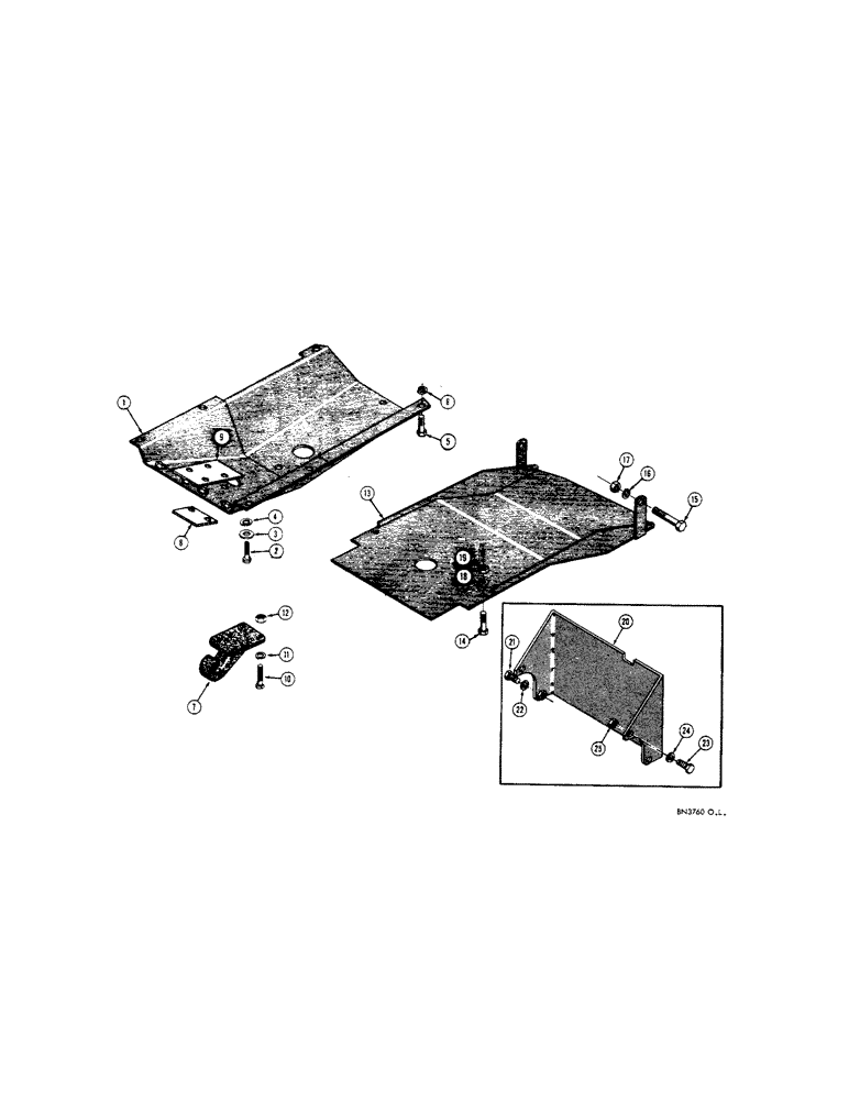 Схема запчастей Case 310F - (132[1]) - PULL HOOK, CRANKCASE GUARD, AND TRANSMISSION GUARD (05) - UPPERSTRUCTURE CHASSIS