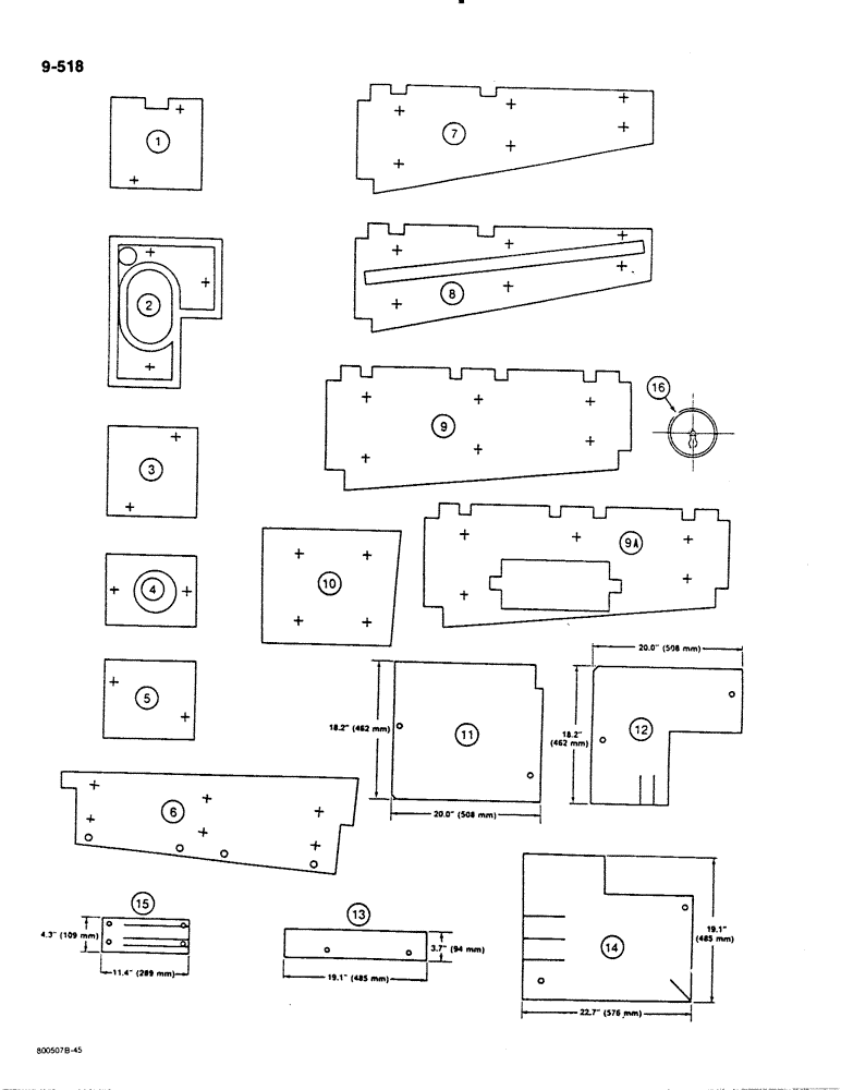 Схема запчастей Case 1450B - (9-518) - NOISE REDUCTION PADS (09) - CHASSIS/ATTACHMENTS