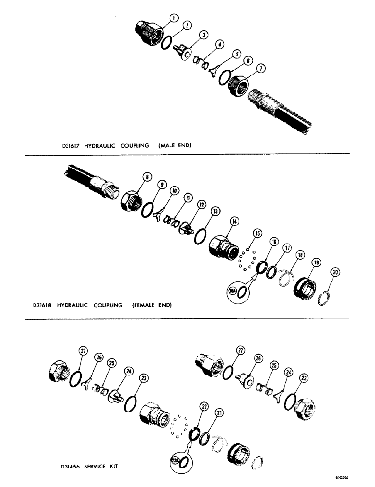 Схема запчастей Case 310F - (264) - D31617 AND D31618 HYDRAULIC COUPLINGS, D31617 HYDRAULIC COUPLING, D31618 HYDRAULIC COUPLING (07) - HYDRAULIC SYSTEM