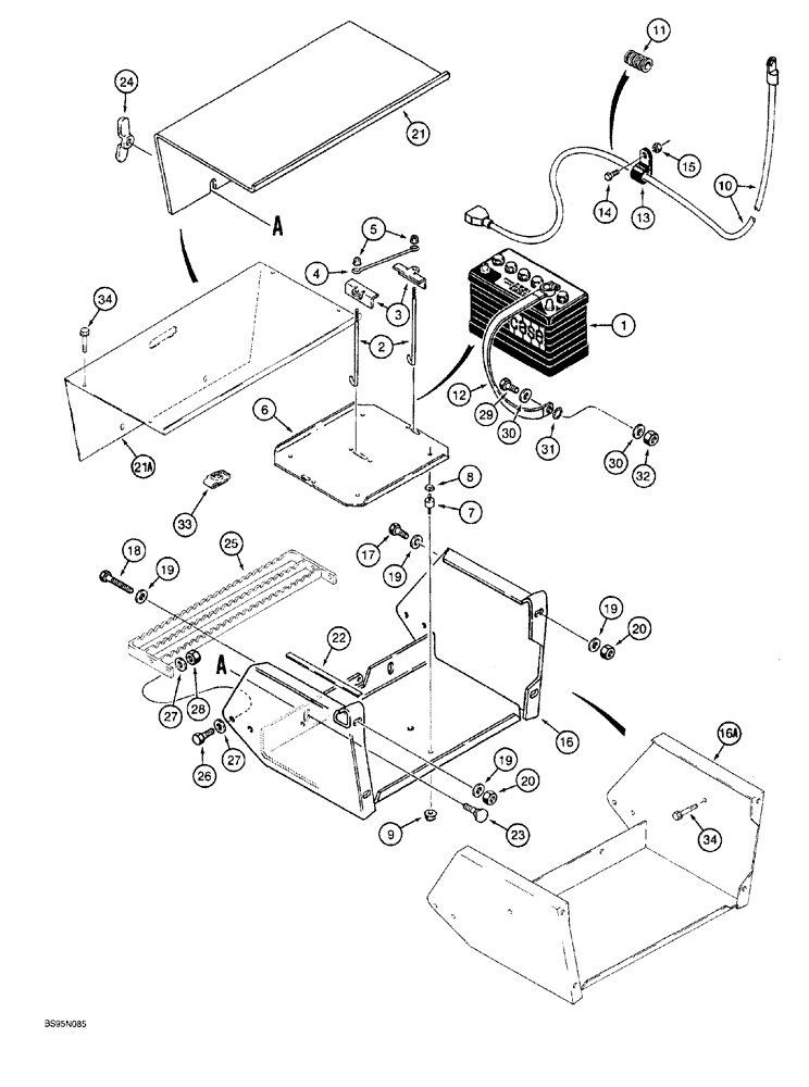 Схема запчастей Case 760 - (04-014) - BATTERY, MOUNTING, AND CABLES, P.I.N. JAF0022844 AND AFTER AND ALL PLOW UNITS (55) - ELECTRICAL SYSTEMS