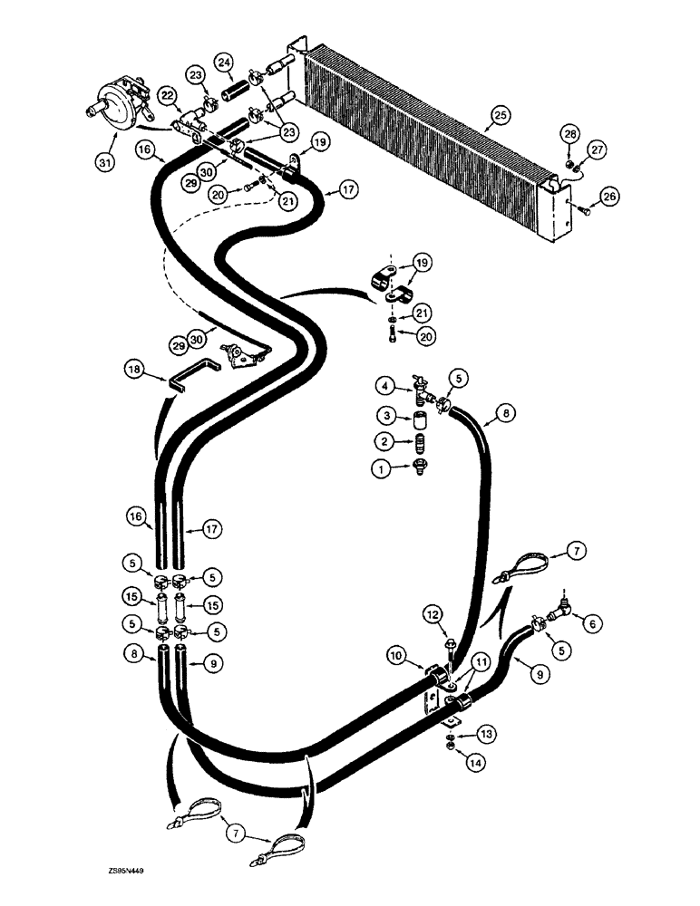 Схема запчастей Case 1155E - (9-102) - CAB HEATING SYSTEM, LOADER AND 62 INCH GAUGE LONG TRACK DOZER MODELS (09) - CHASSIS/ATTACHMENTS