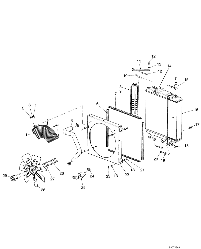 Схема запчастей Case 445 - (02-01) - FAN, RADIATOR/OIL COOLER - COOLANT RECOVERY SYSTEM (02) - ENGINE