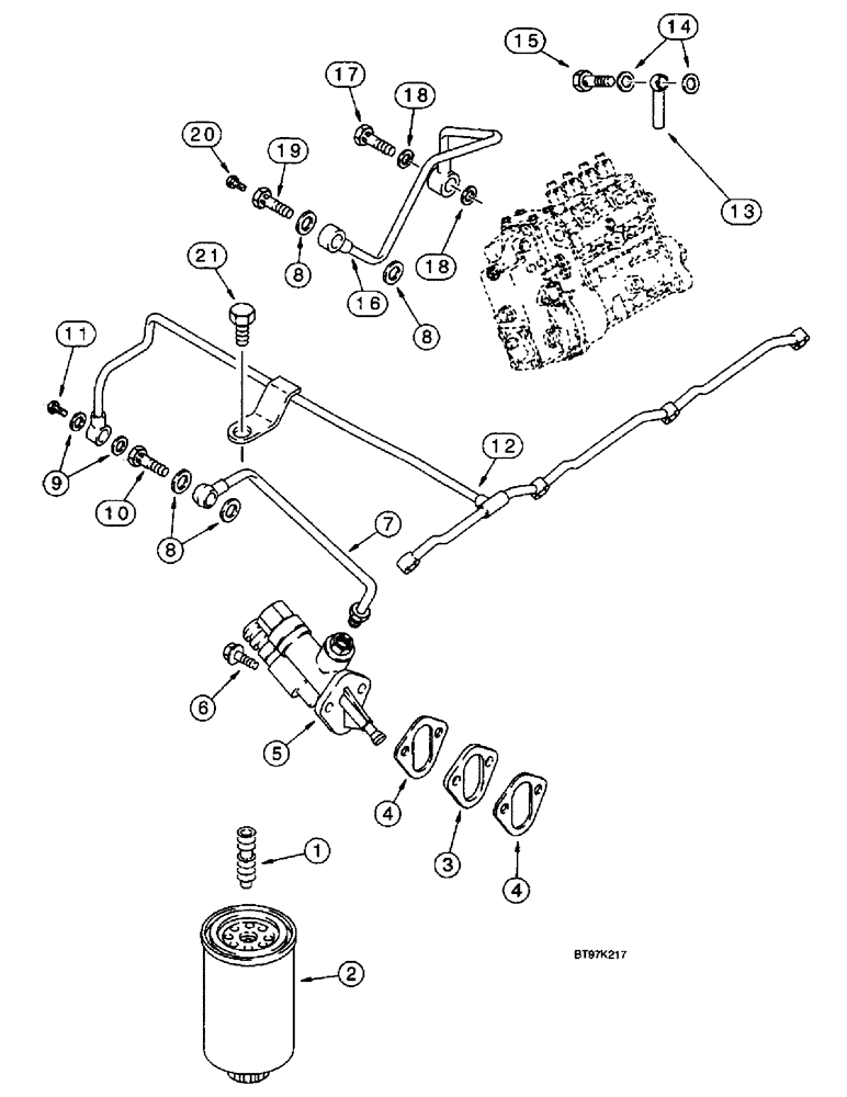 Схема запчастей Case 660 - (3-09A) - FUEL FILTER, 4-390 EMISSIONS CERTIFIED ENGINE, USE WITH FUEL INJECTION PUMP J931397 (03) - FUEL SYSTEM