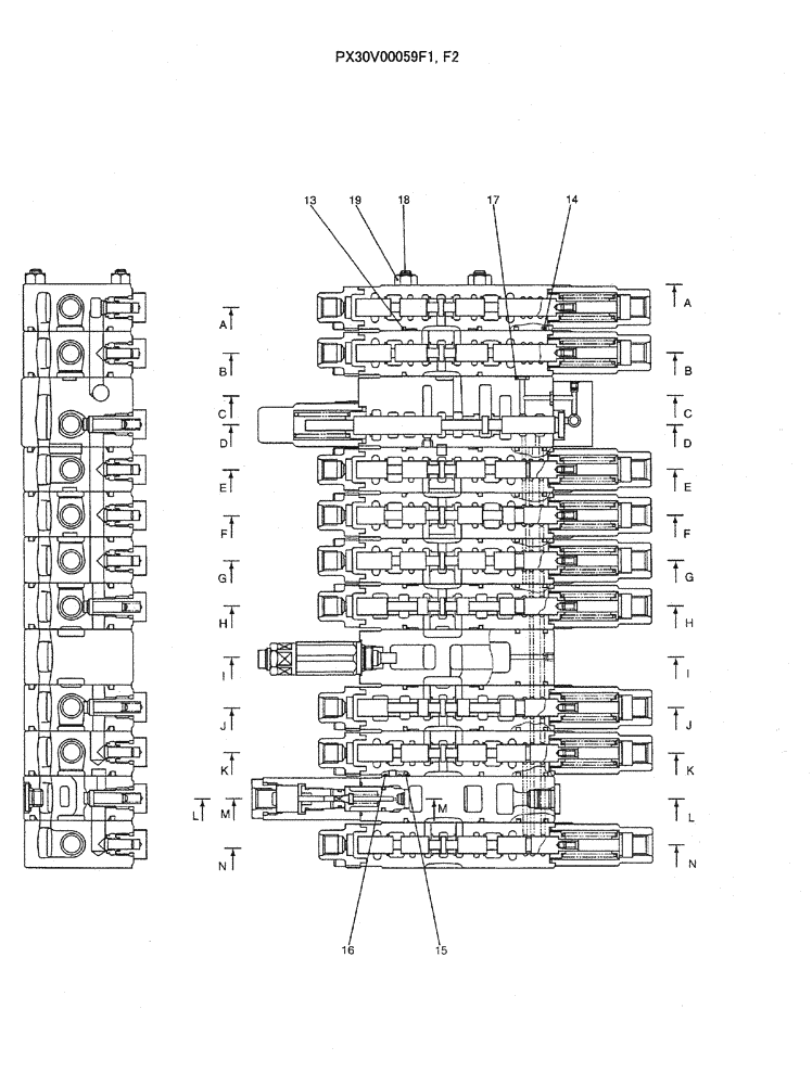 Схема запчастей Case CX36B - (07-002) - VALVE ASSY, CONTROL ELECTRICAL AND HYDRAULIC COMPONENTS