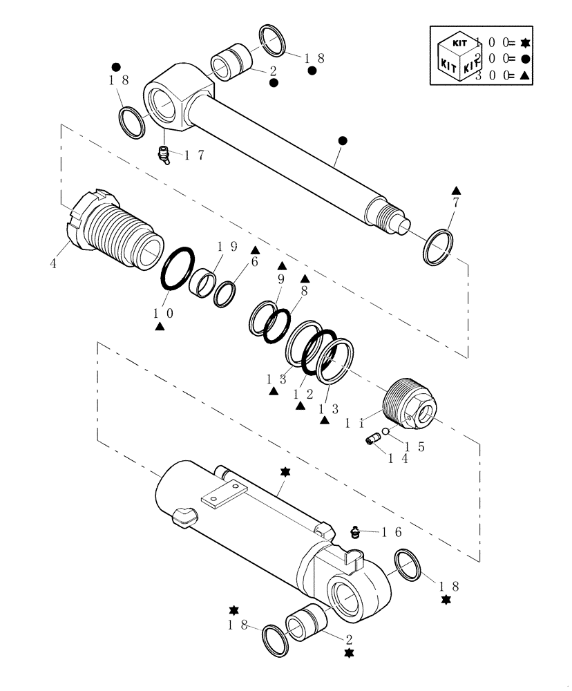 Схема запчастей Case CX22B - (3.051A[01]) - DOZER CILINDER - COMPONENTS (86) - DOZER