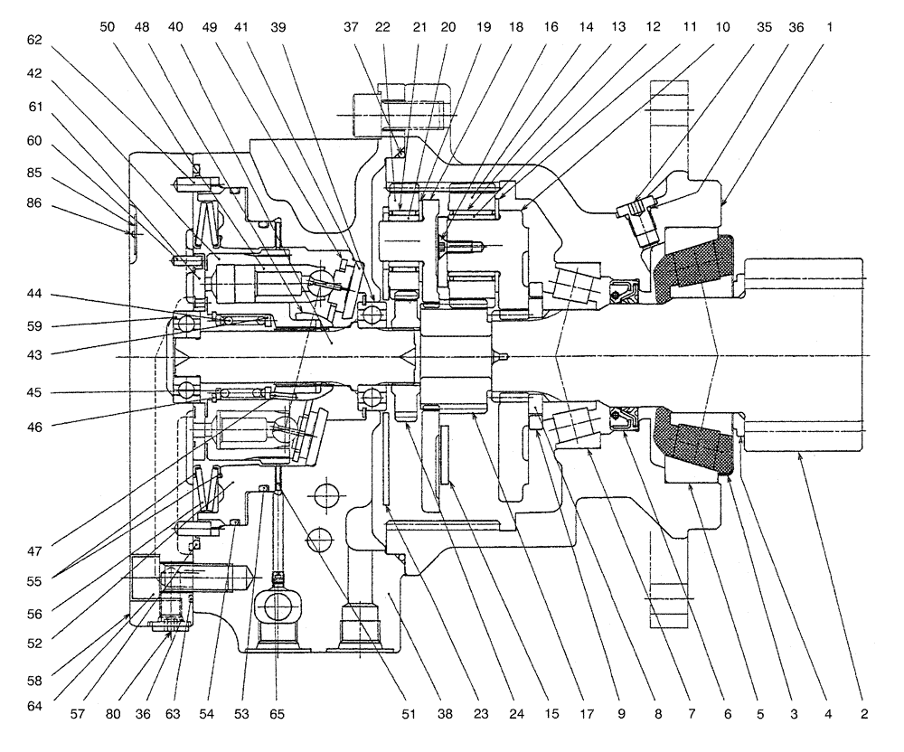 Схема запчастей Case CX36B - (07-017[02]) - MOTOR ASSY (SWING) (35) - HYDRAULIC SYSTEMS