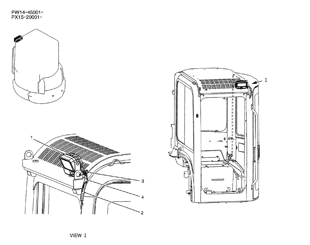 Схема запчастей Case CX36B - (01-057) - LIGHT INSTAL (CAB) (05) - SUPERSTRUCTURE