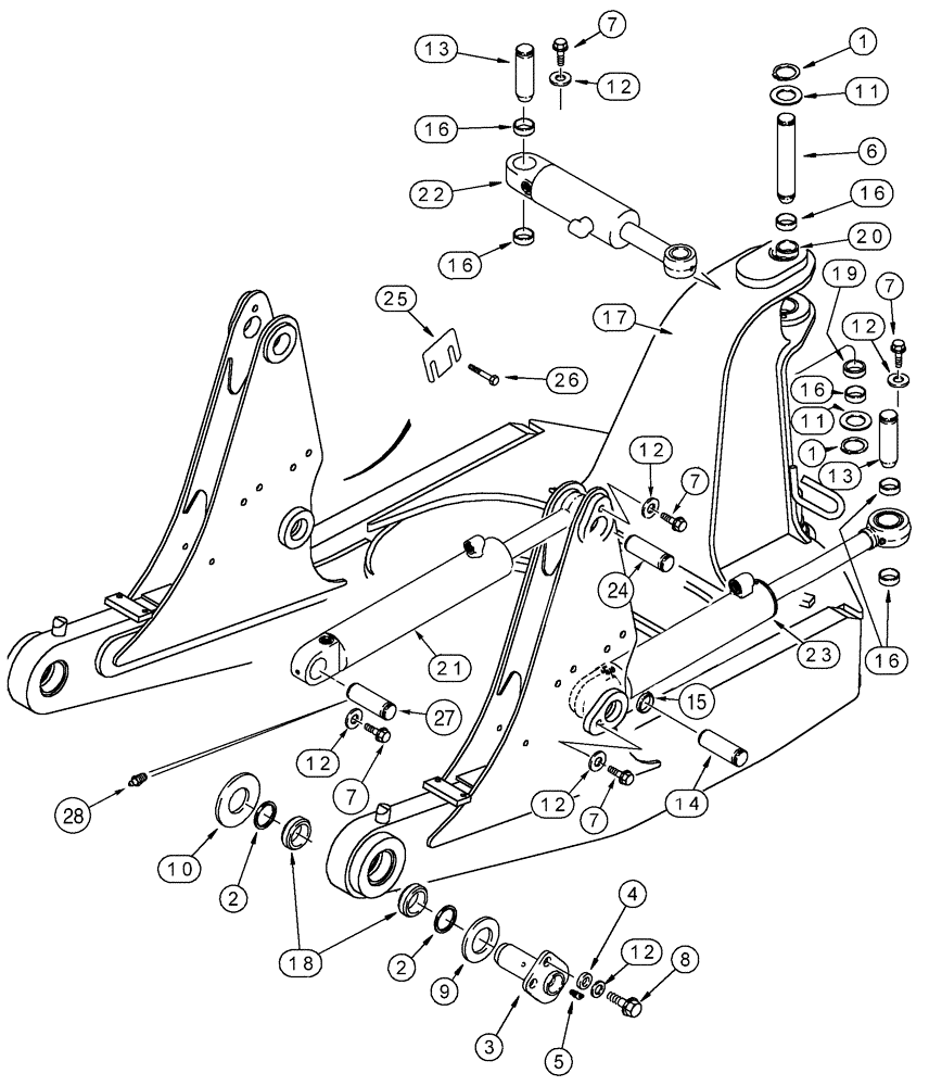 Схема запчастей Case 650H - (09-01) - FRAME, LIFT CYLINDERS, MOUNTING (09) - CHASSIS