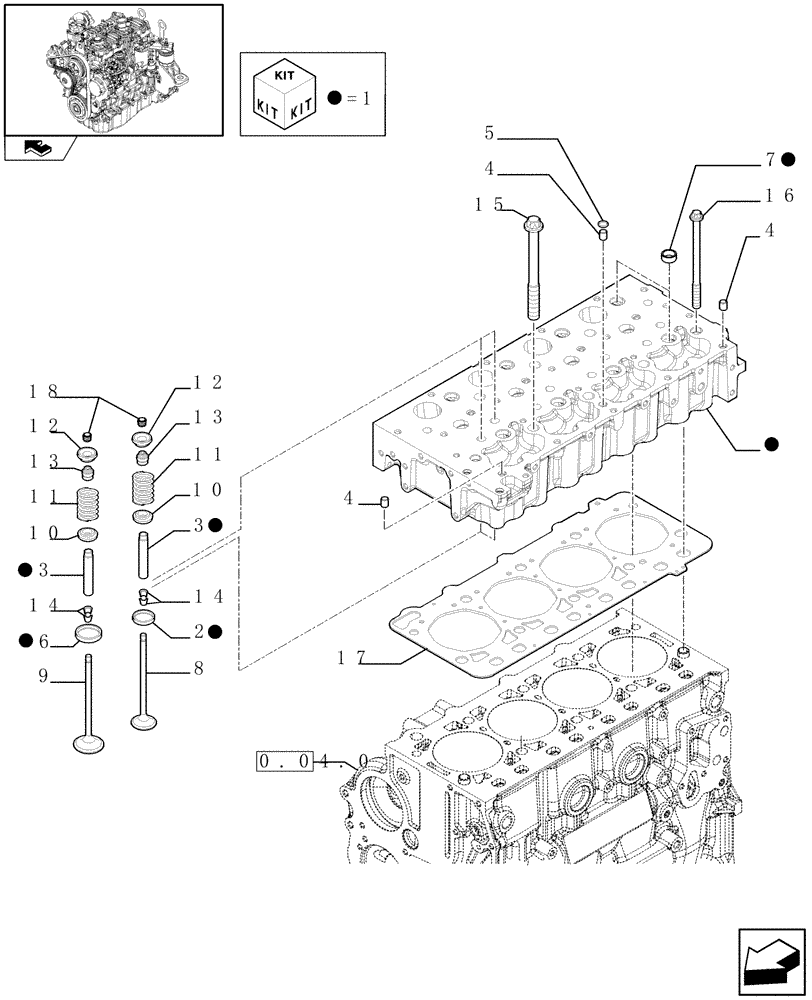 Схема запчастей Case F5CE9454E A002 - (0.06.0) - CYLINDER HEAD & RELATED PARTS (504154671) 