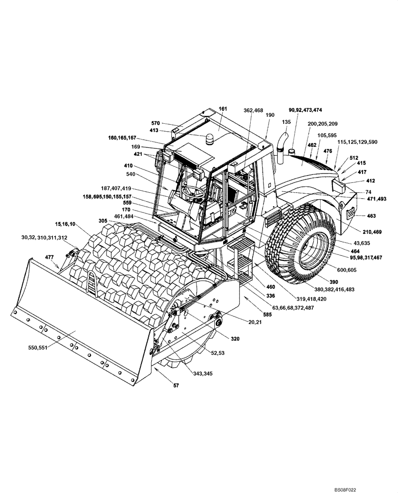 Схема запчастей Case SV208 - (01-001-00[02]) - PICTORIAL INDEX / COMPLETE CAB /PAD FOOT DRUM (00) - PICTORIAL INDEX