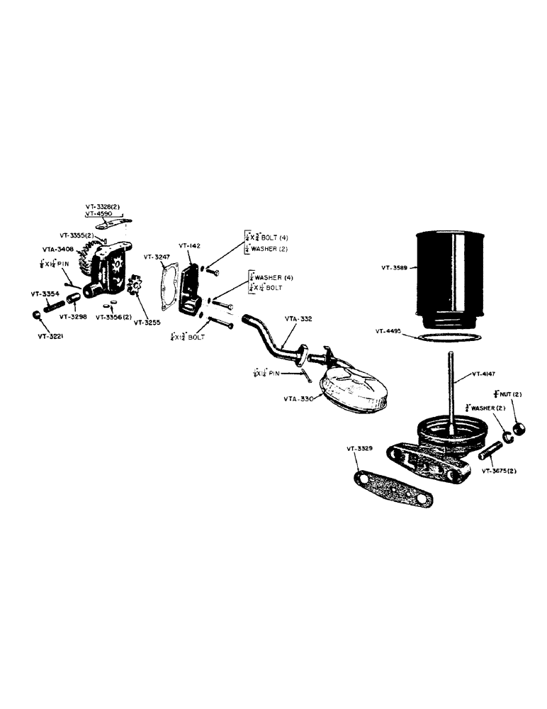 Схема запчастей Case 320 - (009) - ENGINE OIL PUMP AND OIL FILTER (02) - ENGINE