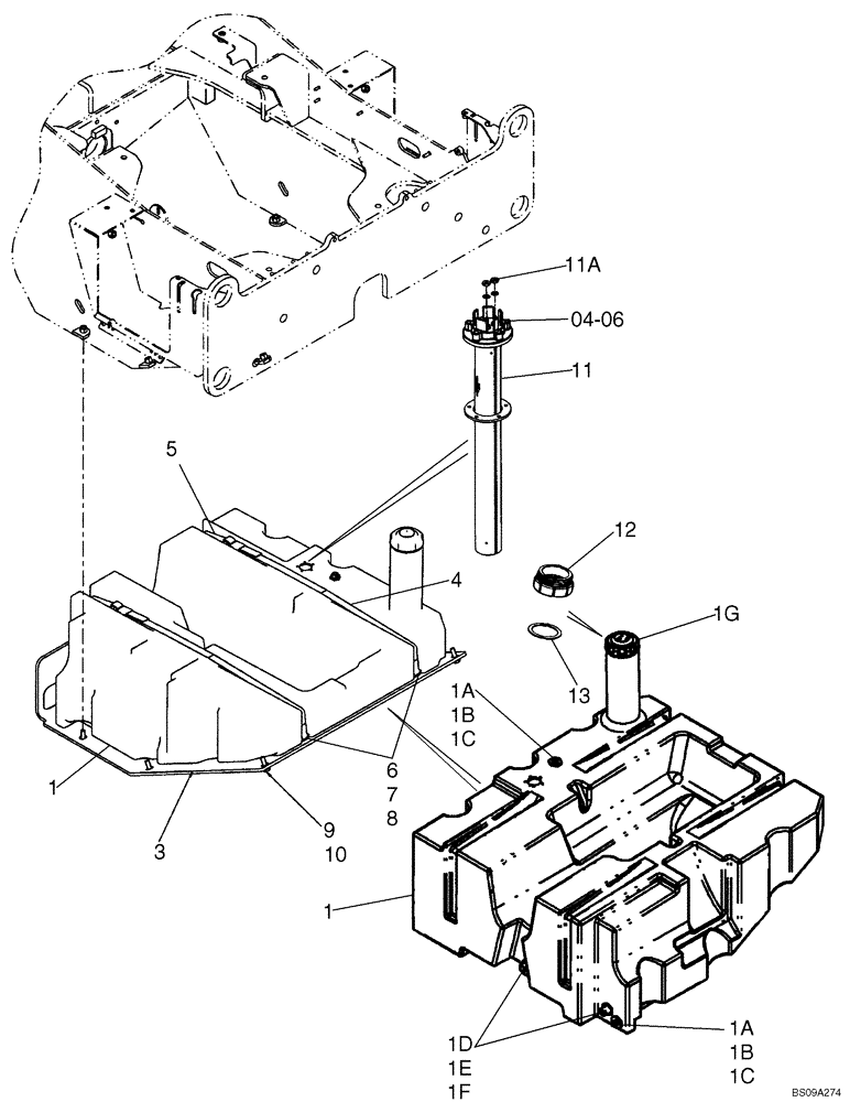 Схема запчастей Case 521E - (03-04) - FUEL TANK FILLER - SENDER (03) - FUEL SYSTEM